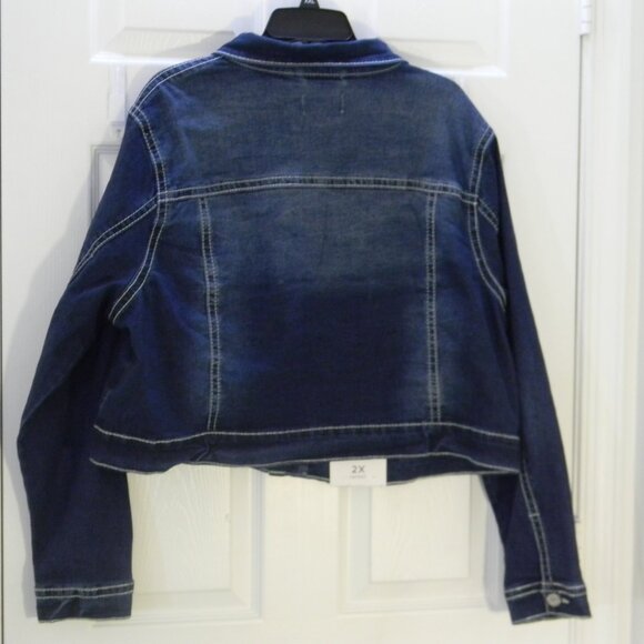 Copper Flash Denim Jean Jacket Bedazzled Buttons Size 2X NWT - Picture 2 of 8